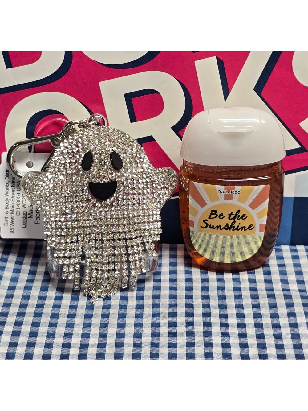 BBW Blingy Ghost SnapBac Pocketbac Holder & Be The Sunshine Refill Keychain